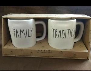 Rae Dunn Family Tradition Mugs Set